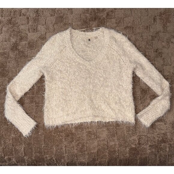 EXCELLENT Anthropologie Knitted & Knotted Ivory Fuzzy Snowfrost Sweater XS - Picture 11 of 12